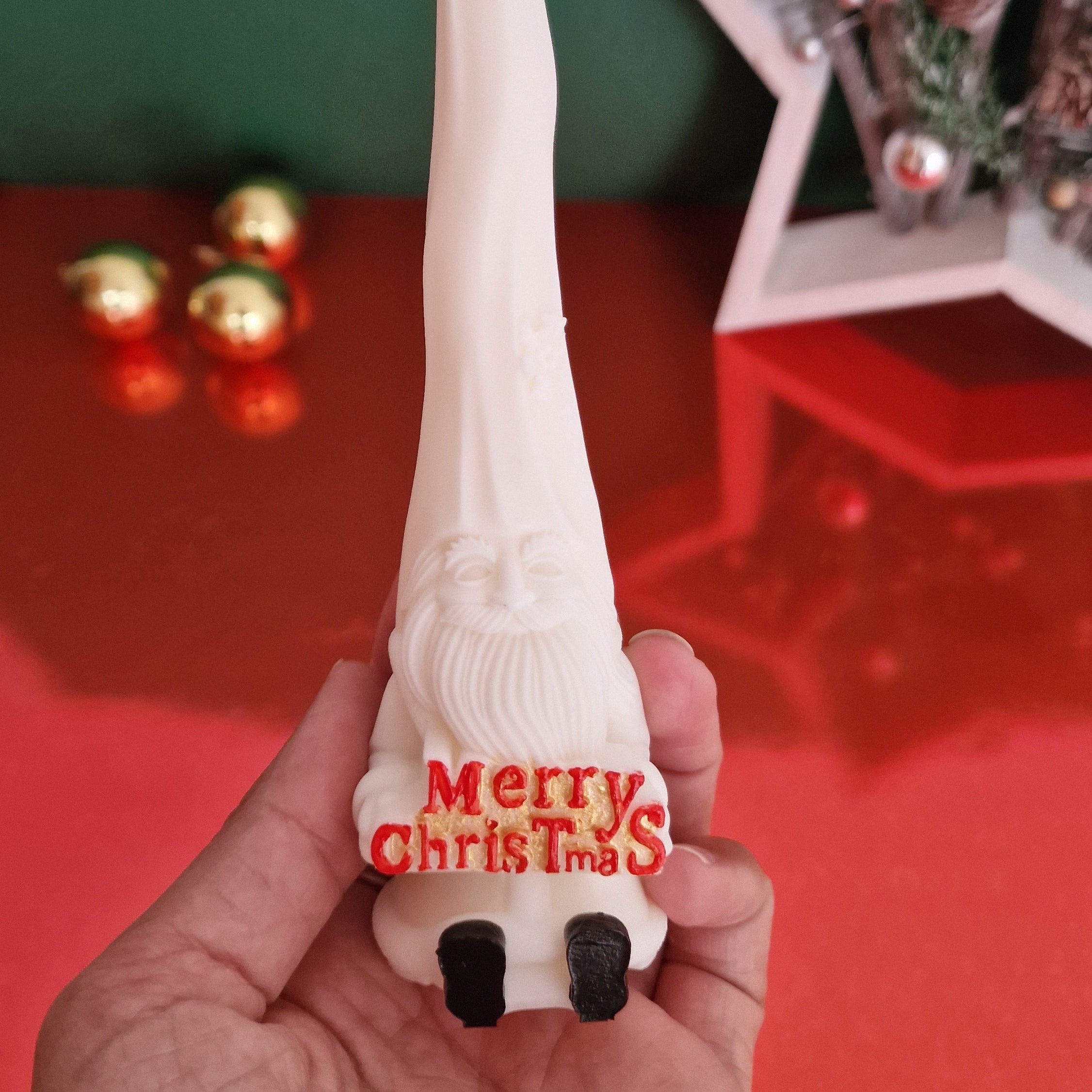 Duende Navideño “Merry Christmas” – Vela Decorativa Artesanal